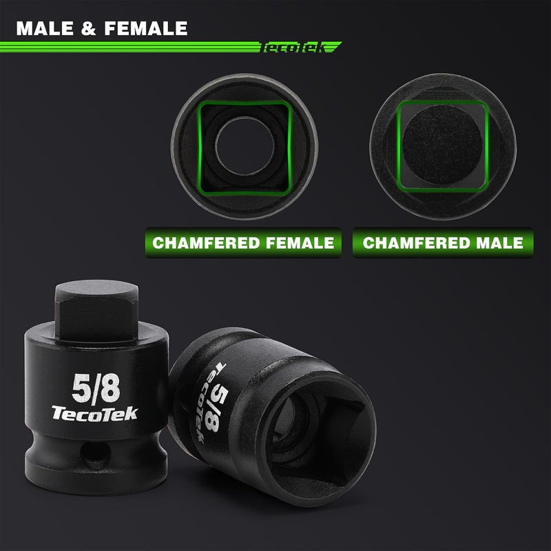 TecoTek 1/2" Drive Pipe Plug Socket Set, Square Drive Socket, 10-Piece, SAE, 4 Point Sockets, CR-MO, Tapered Male Square 7/16'' - 5/8'', Chamfered Female Square 7/16'' - 13/16'' - Image 5